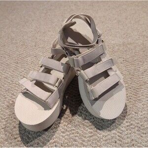 Teva Mevia Flatform Sandals Womens 10 Birch Beige Strappy Gladiator